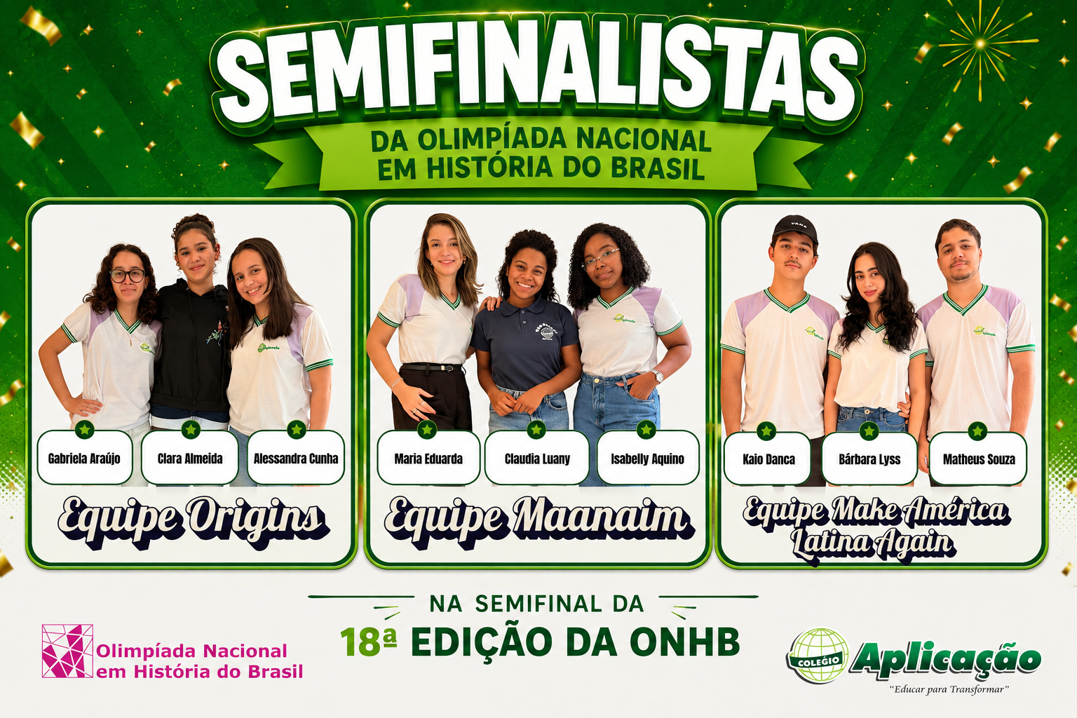 Ensino Médio – Semifinalista da Olimpíada Nacional em História do Brasil